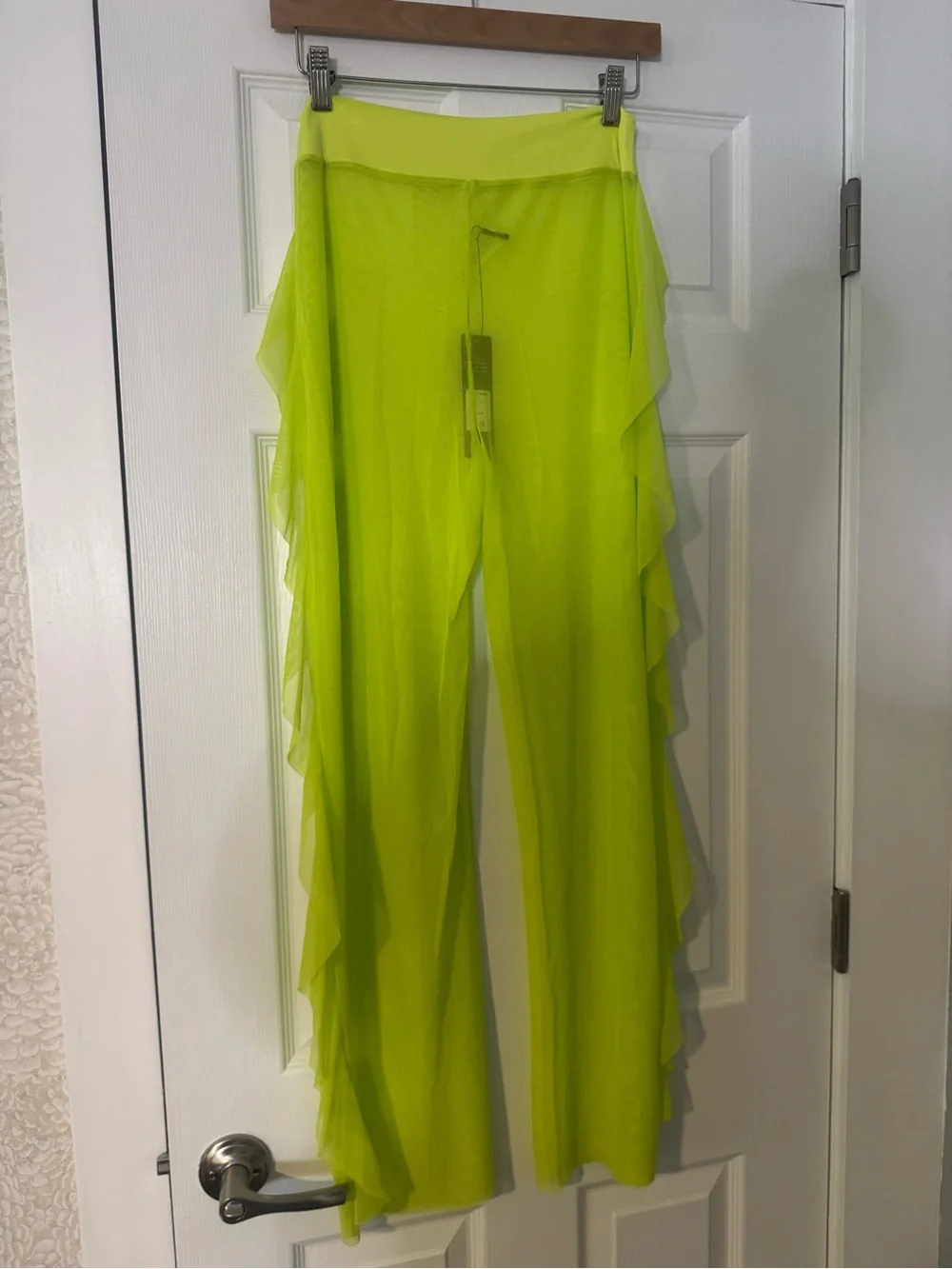 NWT Fashion Nova Sheer Neon Green Swim Coverup Pants Size Medium